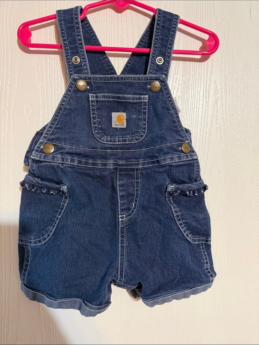 Carhartt Girls Navy Denim Short Overalls